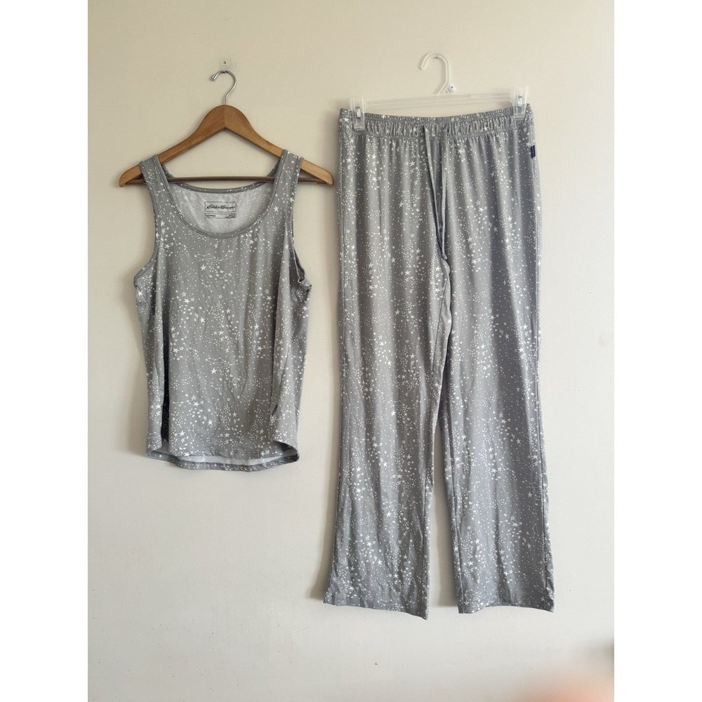 Eddie Bauer Women's 2 Pc Set Pajamas Soft Sexy Sleeveless Flirty Stars Pjs